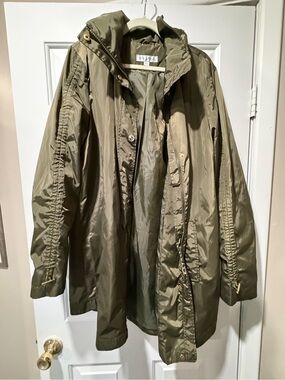 Via Spiga Olive Green Hooded Rain Coat